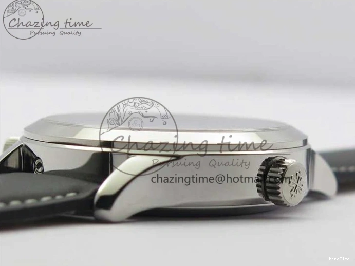 MIROTIME 0418 Practical Calatrava 5524 Pilot Travel Time SS GRF Blue Dial on Black Leather Strap A324 V 7107